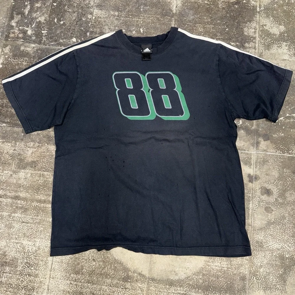 Adidas Dale Earnhardt Jr. #88 NASCAR Racing Graphic Tee Shirt XL Faded Thrashed